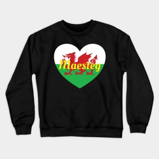 Maesteg Wales UK Wales Flag Heart Crewneck Sweatshirt